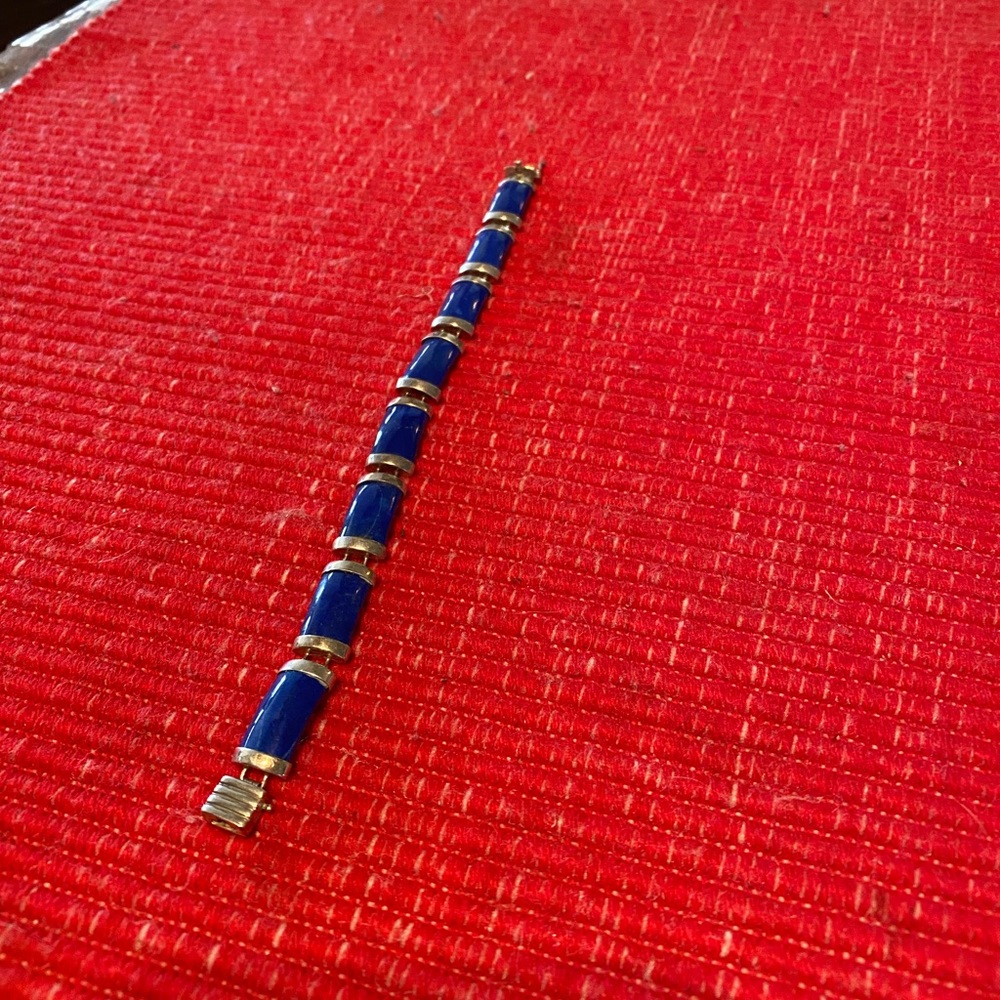 Sleek Blue and Silver Bracelet